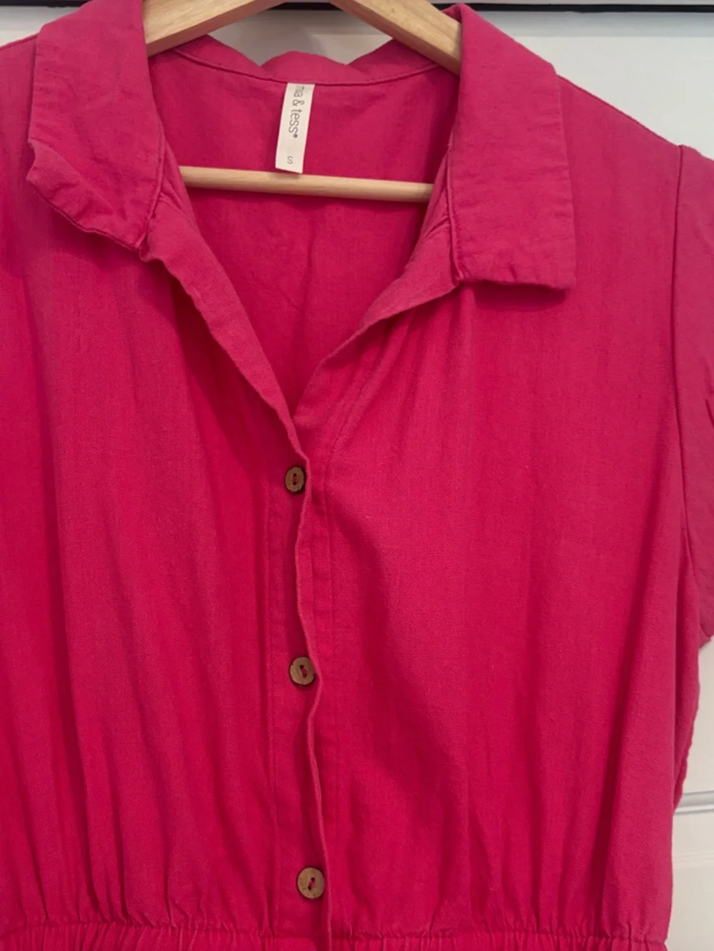 Women’s Hot Pink Button-Front Romper